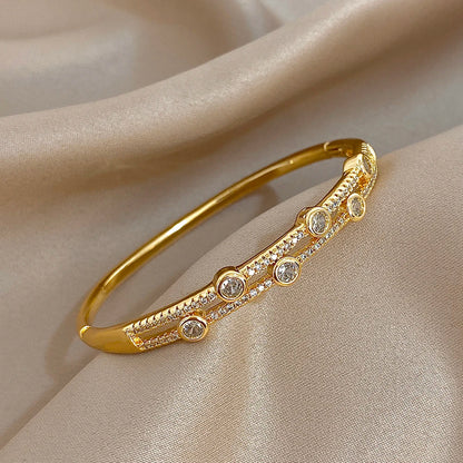 Unique Double Layer Rhinestone Bangle Bracelets
