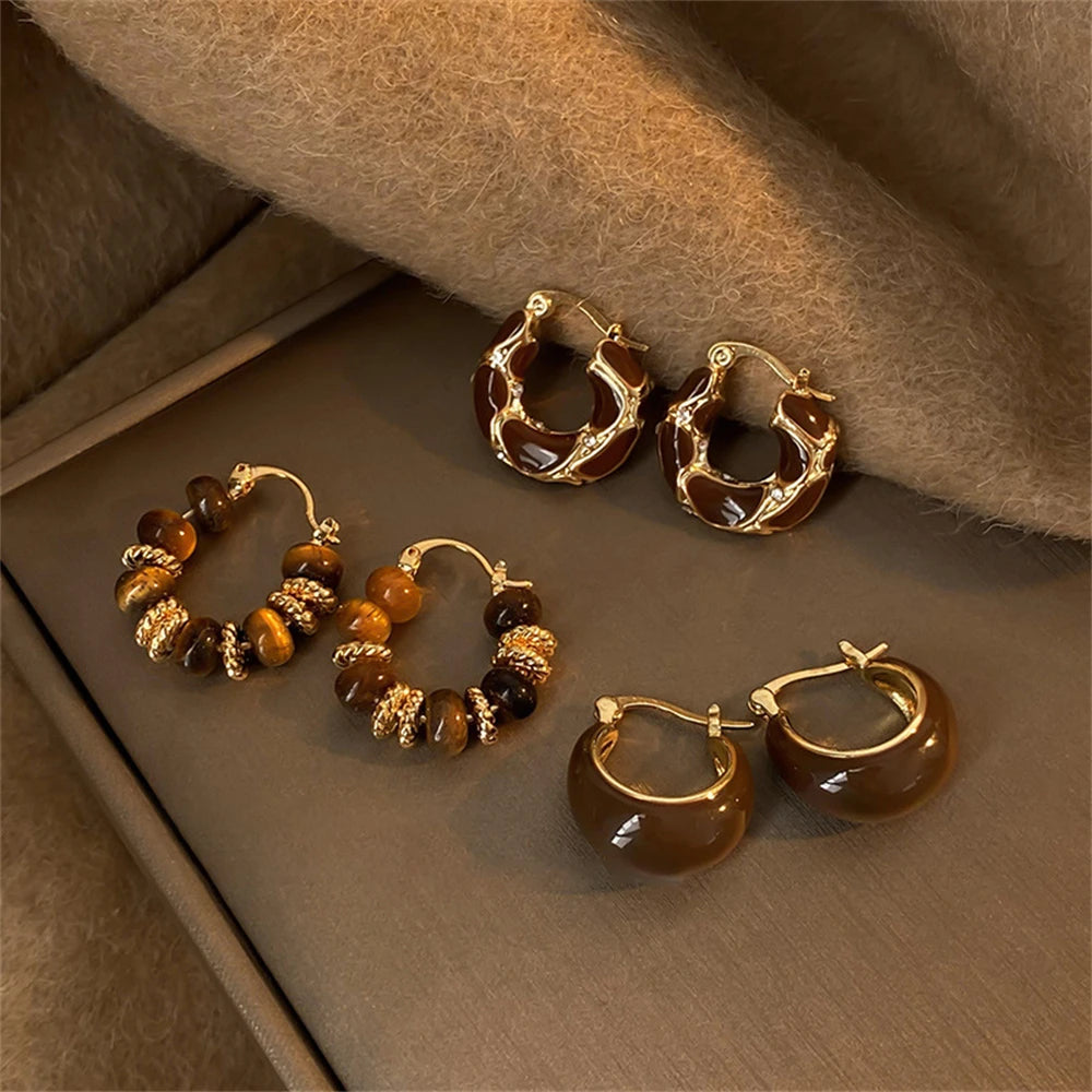 Brown U-shaped Hoop Earrings – Vintage Tortoiseshell