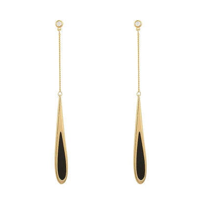 Black Drop Tassel Long Earrings