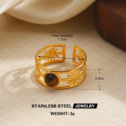 Tiger’s Eye Adjustable Stainless Steel Ring